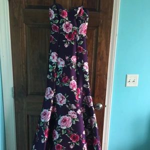 Fit and flare Purple floral prom dress